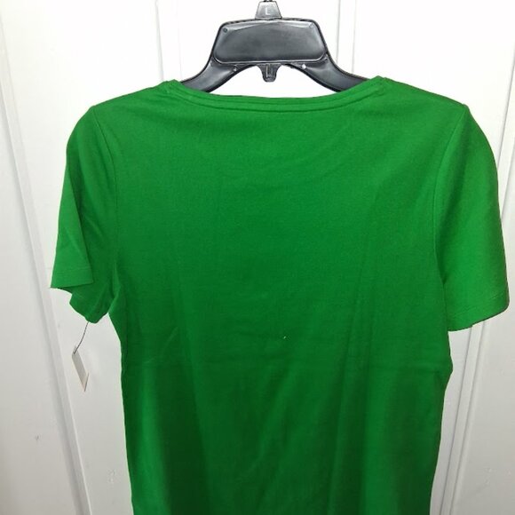 Talbots Round Neck Cotton Short Sleeve Tee Shirt NWT Sz M or LP Kelly Green - Picture 3 of 4